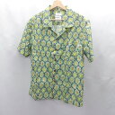 ◇ ⊂ AUTUMN EXPRESS アロハ 半袖 柄シャツ サイズM グリーン系 メンズ E 【中古】(4)
