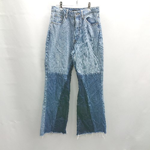 ◇ Θ JEANASIS ジーナシス ツギハギデザイン 切りっぱなし デニム フレアパンツ サイズM ライトブルー系 レディース E 【中古】