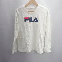 ◇ Θ FILA フィラ ロゴ キッズ 子供服 長袖 ロンT カットソー サイズ 160 ホワイト系 メンズ E 【中古】