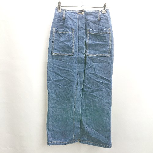 ◇ Θ LIMITLESS LUXURY フロントスリット ロング タイト ナロー スカート サイズ36 ブルー系 レディース E 【中古】