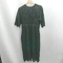 ◇ ⊂ DRESS+ ドレスプラス レース 刺繍 五分袖 ロング ワンピース サイズXL ブラック レディース E 【中古】