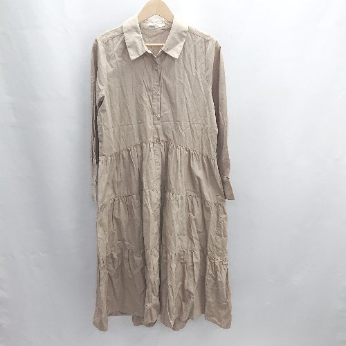 ◇ ⊇ COTORICA コトリカ 長袖 ロング ワンピース サイズF カーキ レディース E 【中古】