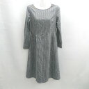 ◇ Θ NATURAL BEAUTY BASIC ストライプ 長袖 ロング丈 ワンピース サイズ M グレー系 レディース E 【中古】