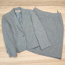 ◇ studio selection セットアップ 肩パッド バックジップ 膝丈 - ジャケット スカート サイズ15BR グレー系 レディース E 【中古】