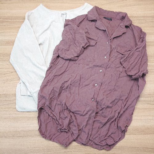 ◇ 《 JEANASIS ジーナシス まとめ売り2点セット Fサイズ サイドスリット 無地 シンプル シャツ ニット レディース 》 E 【中古】