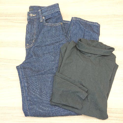 ◇ 《 UNIQLO まとめ売り2点セット サイズ混合 タートルネック ベルトループ ロングTシャツ デニム レディース 》 E 【中古】 ◇ 《 UNIQLO まとめ売り2点セット サイズ混合 タートルネック ベルトループ ロングTシャツ デニム レディース 》 E 【中古】