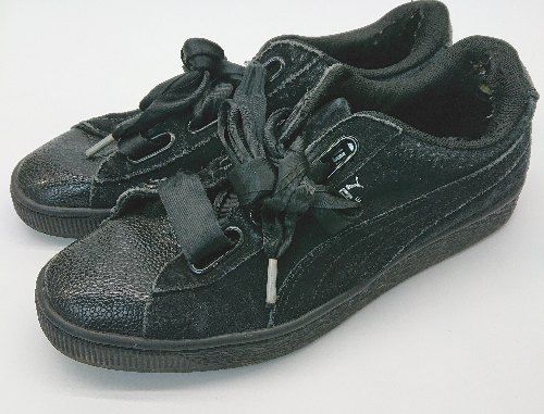 ◇ PUMA プーマ 靴ひもリボン スニーカー サイズ25 ブラック レディース E 【中古】