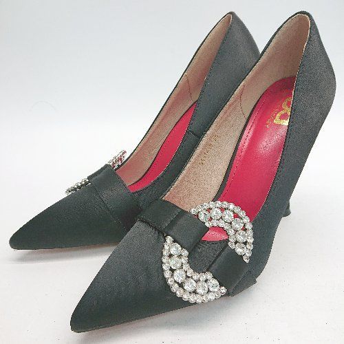 ◇ BitterHoney ビジューキラキラ 綺麗め 上品 大人っぽい 高級感 ハイヒール サイズ38 ブラック レディース E 【中古】