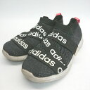◇ adidas アディダス ゴム調節 ブランドロゴ 軽量 シンプル オシャレ スニーカー サイズ24.5 ブラック系 レディース E 【中古】