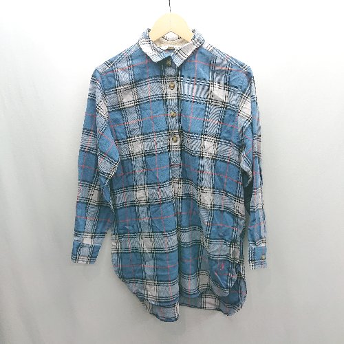 ◇ ⊇ UNIQLO ユニクロ チェック 長袖 シャツ サイズM ブルー系 レディース E 【中古】