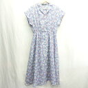 ◇ ⊂ w closet ダブルクローゼット 花柄 半袖 膝下丈 ワンピース サイズF ブルー系 レディース E 【中古】