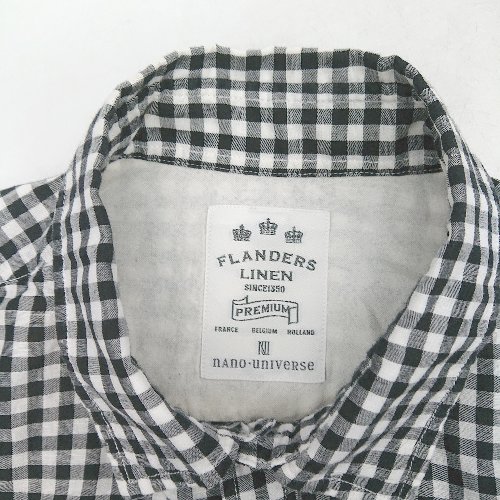 ◇ ⊂ nano universe ナノユニバース ギンガムチェック 長袖 シャツ サイズL ブラック メンズ E 【中古】