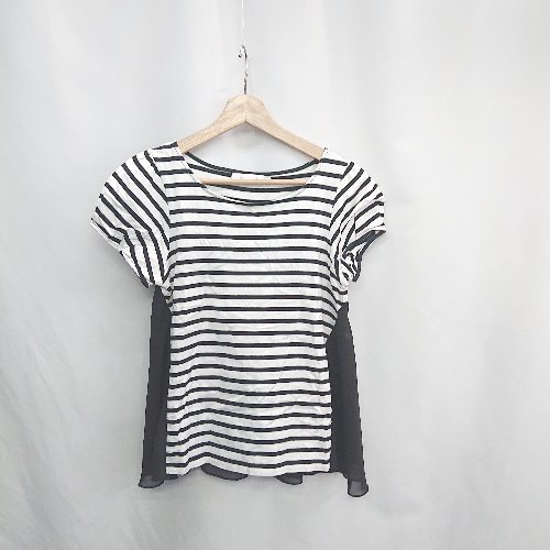 ◇ ⊂Φ Couture Brooch クチュールブローチ ボーダー柄 半袖 カットソー サイズ36 ブラック ホワイト レディース E 【中古】