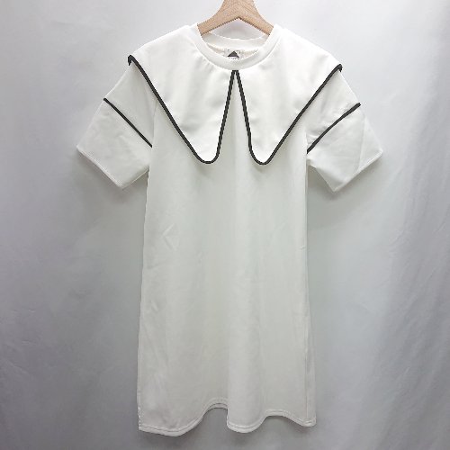 ◇ ⊂ ABITOKYO アビトーキョー 半袖 膝丈 ワンピース サイズS-M ホワイト ブラック レディース E 【中古】