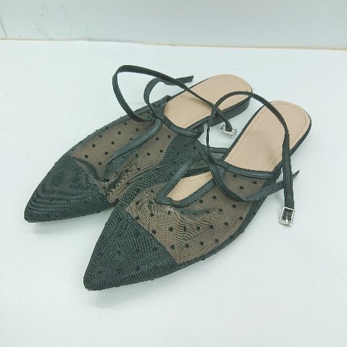 ◇ ⊂ BASEMENT　online ドット柄 ミュール サイズ24 ブラック レディース E 【中古】