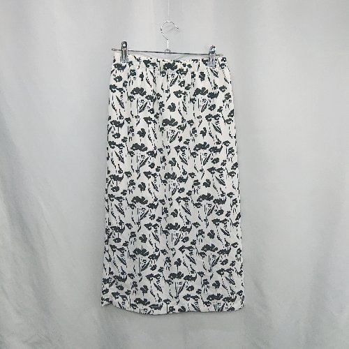 ◇ ⊂ COHINA コヒナ ウエストゴム 膝下丈 セミタイト スカート サイズXS ホワイト ブラック レディース E 【中古】