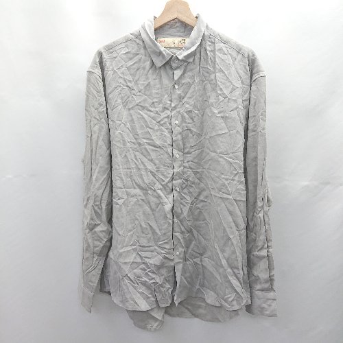 ◇ Θ nano universe ナノ ユニバース 無地 長袖 シャツ サイズ L グレー系 メンズ E 【中古】