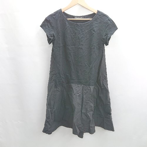 ◇ ⊂ STRAWBERRY FIELDS 異素材切り替え 半袖 ひざ上 ワンピース サイズ表記なし ブラック レディース E 【中古】