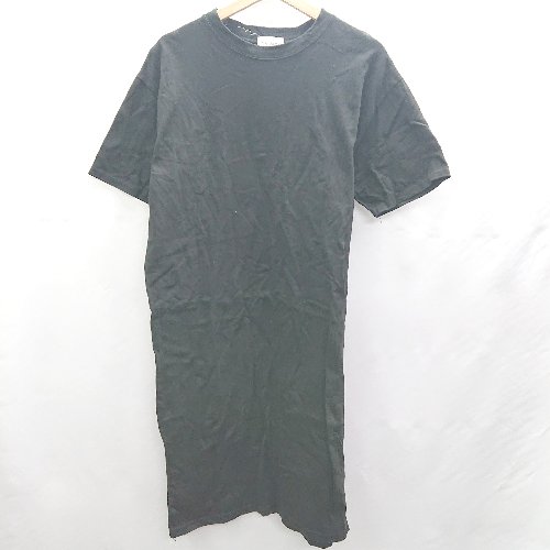 ◇ ⊂ AlmaDesign アルマデザイン 無地 サイドスリット 半袖 ミディ ワンピース サイズ M ブラック レディース E 【中古】