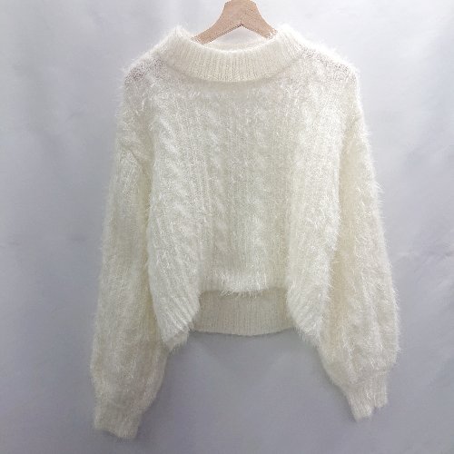 ◇ ⊇ mysty woman ミスティウーマン シンプル 長毛 長袖 ニット サイズフリー ホワイト レディース E 【中古】 ◇ ⊇ mysty woman ミスティウーマン シンプル 長毛 長袖 ニット サイズフリー ホワイト レディース E 【中古】