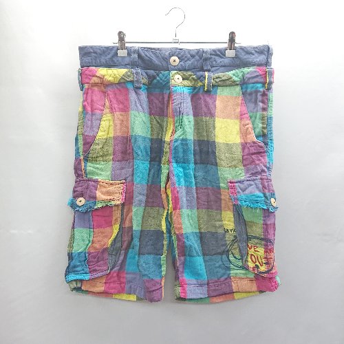 ◇ ⊂ Desigual デシグアル ウッドボタン カラフル ハーフパンツ サイズ34 マルチカラー メンズ E 【中古】 ◇ ⊂ Desigual デシグアル ウッドボタン カラフル ハーフパンツ サイズ34 マルチカラー メンズ E 【中古】