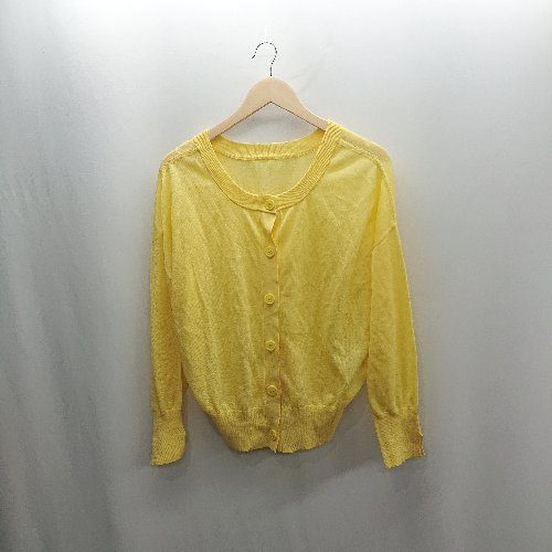 ◇ Θ Simplicite シンプリシテェ ニット 薄手 長袖 カーディガン サイズ表記なし イエロー レディース E 【中古】