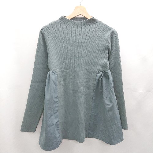 ◇ Θ OPAQUE.CLIP 異素材 長袖 チュニック プルオーバー サイズ S グリーン系 レディース E 【中古】