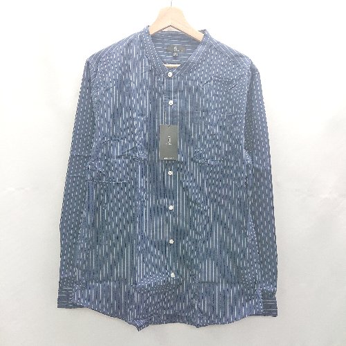 ◇ ◎●未使用●Θ ZIP FIVE ジップファイブ ストライプ ノーカラー 長袖 シャツ サイズ XXL ネイビー メンズ E 【中古】 ◇ ◎●未使用●Θ ZIP FIVE ジップファイブ ストライプ ノーカラー 長袖 シャツ サイズ XXL ネイビー メンズ E 【中古】