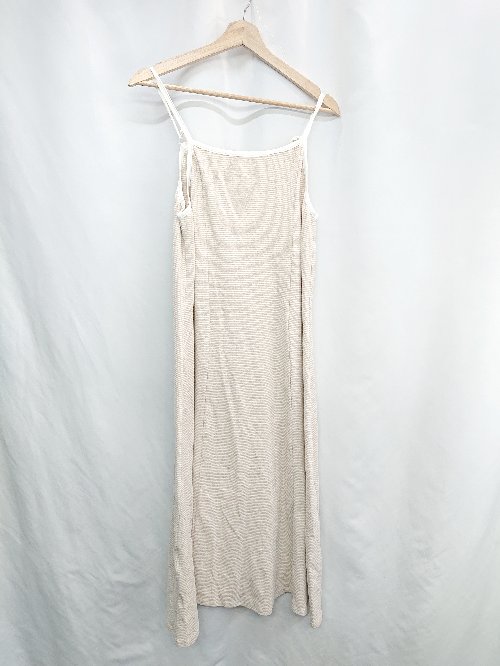 ◇ ⊂ apres jour clair アプレジュールクレア ボーダー柄 ロング丈 ワンピース サイズF ベージュ ホワイト レディース E 【中古】