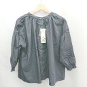 ◇ ⊂ ◎ ●未使用● Samansa Mos2 前後着ギャザー 長袖 ブラウス サイズF ネイビー レディース E 【中古】(4)