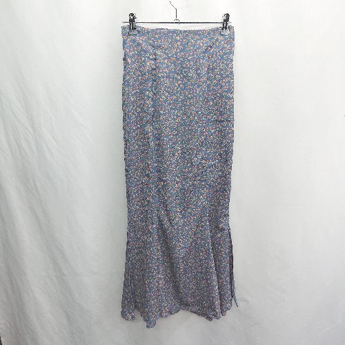 ◇ ⊂Φ LAUIR ラウアー 花柄 ロング マーメイド スカート サイズM ブルー レディース E 【中古】