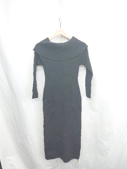 ◇ ⊇ ◎ ●未使用● GRL グレイル オフショルニット 長袖 ロング丈 ワンピース サイズM ブラック レディー..