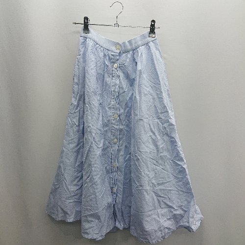◇ Θ IENA イエナ ストライプ 膝下 フレア スカート サイズ34 ブルー系 レディース E 【中古】