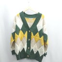 ◇ ⊇ CPCM シーピーシーエム 長袖 カーディガン サイズF グリーン イエロー系 レディース E 【中古】(4)