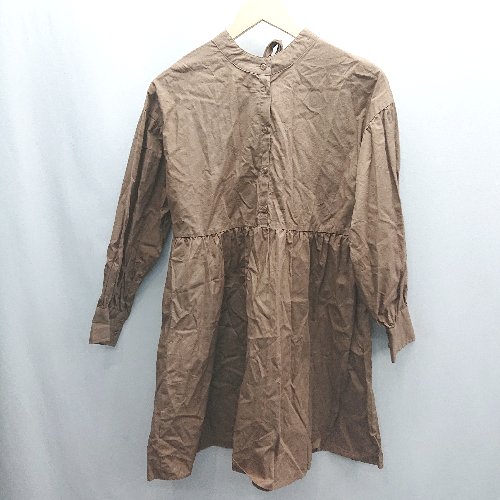 ◇ ⊂ ehka sopo エヘカソポ ボウタイ 長袖 ひざ丈 ワンピース サイズF ブラウン レディース E 【中古】
