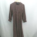 ◇ ⊂ N. Natural Beauty Basic 総柄 長袖 ロング丈 ワンピース サイズM ブラウン ネイビー レディース E 【中古】