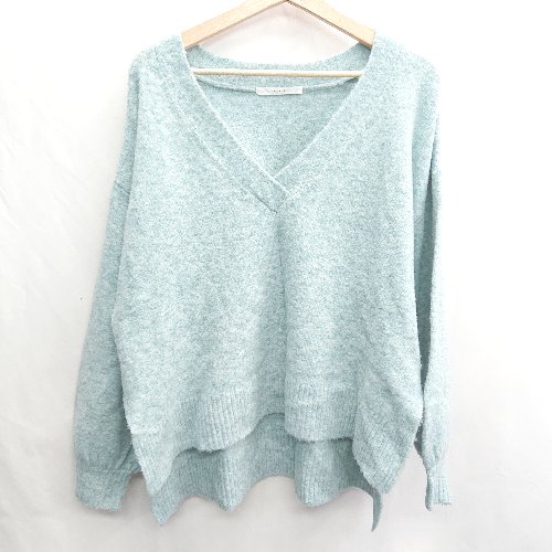 ◇ ⊇ KBF ケービーエフ サイドスリット入り 長袖 ニット サイズ1 ブルー系 レディース E 【中古】