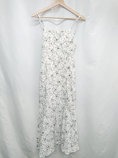 ◇ ⊂ one after another NICE CLAUP 花柄 ウエストゴム ロング丈 ワンピース サイズS ホワイト ブラック レディース E 【中古】