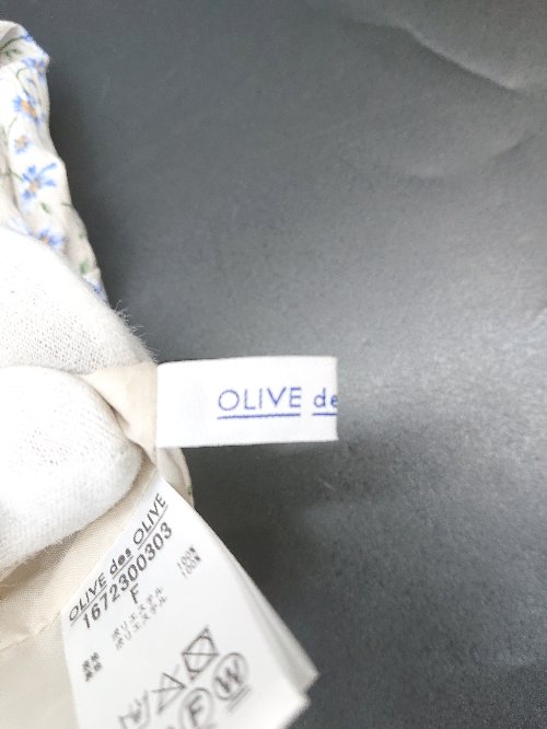 ◇ ⊂ OLIVE des OLIVE オリーブ デ オリーブ 花柄 半袖 ロング ワンピース サイズF ベージュ ブルー レディース E 【中古】