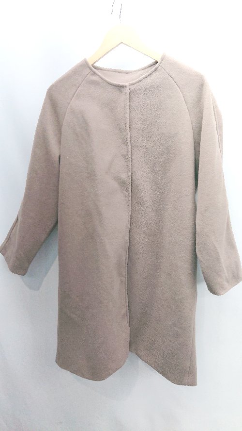 ◇ ⊇ JUNOAH ジュノア 長袖 ノーカラーコート サイズL モカブラウン レディース E 【中古】