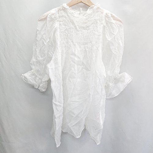 ◇ ⊂ Visdesu Aidesu ビスデスアイデス フリル 七分袖 シアーチュニック サイズF ホワイト レディース E 【中古】 ◇ ⊂ Visdesu Aidesu ビスデスアイデス フリル 七分袖 シアーチュニック サイズF ホワイト レディース E 【中古】