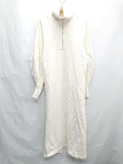 ◇ ⊇ AER ADAM ET ROPE' ハーフジップ 長袖 ロング丈 ワンピース サイズF アイボリー系 レディース E 【中古】
