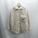 ■ ⊇ TOMMY JEANS トミー ジーンズ ブランドロゴ 長袖 ボアジャケット サイズS クリーム系 レディース メンズ E 【中古】