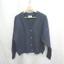 ◇ ⊇ WTW Vネック 長袖 ニットカーディガン サイズF ネイビー ホワイト メンズ E 【中古】
