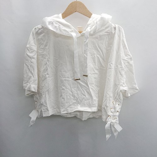 ◇ ⊂ Secret Honey シークレットハニー フリル 耳付き 半袖 フーディ サイズ0 ホワイト レディース E 【中古】