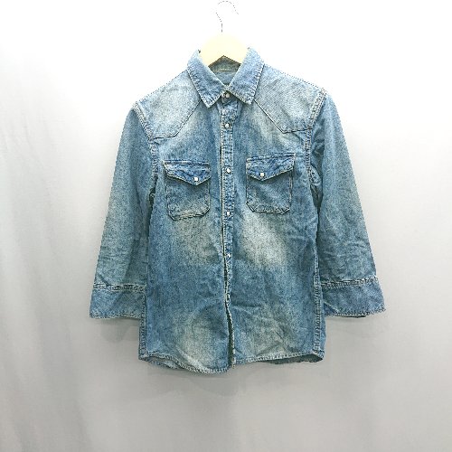 ◇ ⊂ nano universe ナノ ユニバース デニム 長袖 シャツジャケット サイズM ブルー系 レディース E 【中古】 ◇ ⊂ nano universe ナノ ユニバース デニム 長袖 シャツジャケット サイズM ブルー系 レディース E 【中古】