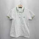 ◇ ⊂ Φ FRED PERRY フレッドペリー ブランド刺繡ロゴ 半袖 ポロシャツ サイズ40 ホワイト系 レディース メンズ E 【中古】