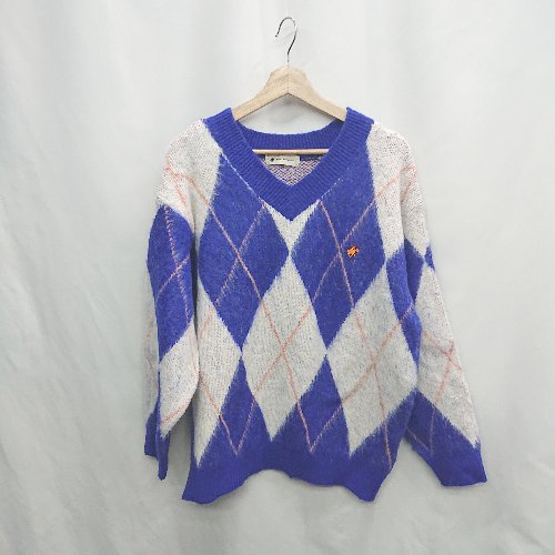 ◇ ⊇ POLO CLUB アーガイル 長袖 ニット サイズM ブルー レディース E 【中古】 ◇ ⊇ POLO CLUB アーガイル 長袖 ニット サイズM ブルー レディース E 【中古】