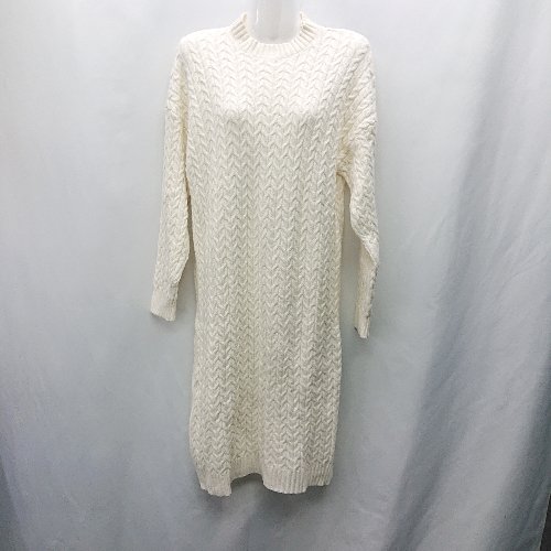 ◇ ⊇ DAIS-Y ハイネック ニット 長袖 ロング丈 ワンピース サイズF ホワイト レディース E 【中古】