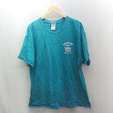 ◇ ⊂ GILDAN ロゴイラストプリント バックプリント 半袖 Tシャツ サイズXL ブルー マルチカラー メンズ レディース E 【中古】